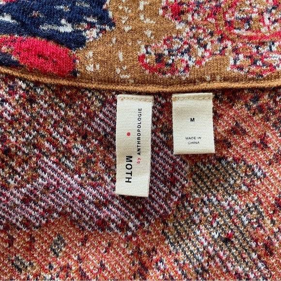 Anthropologie Moth Paisley Intarsia Sweater Knit Cardigan Cotton Blend Jacket M - Picture 10 of 12